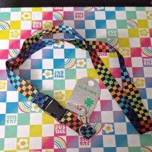 Clover Multicolor Checkered Lanyard
